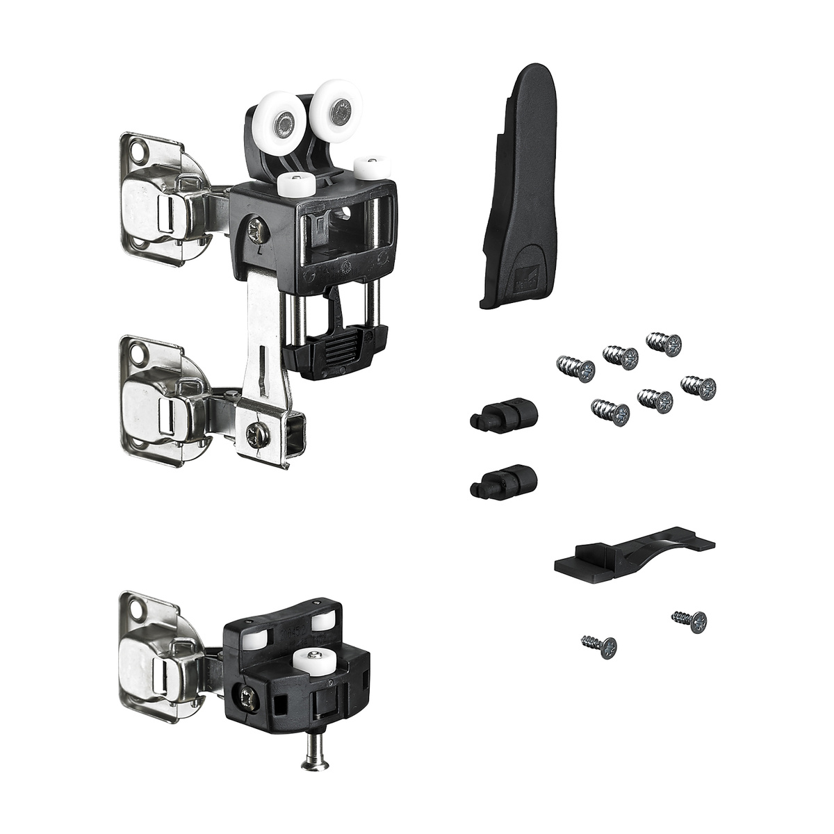 Комплект фурнітури WingLine L для лівих дверей, 25 кг, з функцією самозачинення, з нижнім елементом, чорний (9278489)