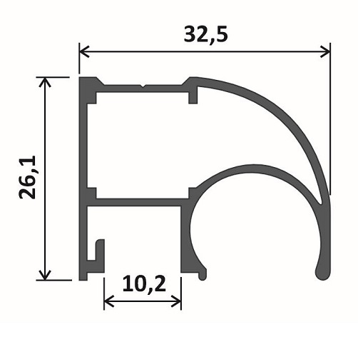 Профіль вертикальний Відкритий LITE - 5,1м - срібло, Elite