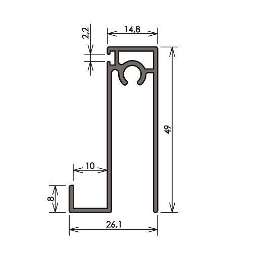 Профіль горизонтальний нижній ALTO - 5,1м - срібло