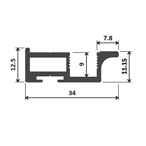 Профіль вертикальний MIRO - 5,5м - чорний фактура, Elite