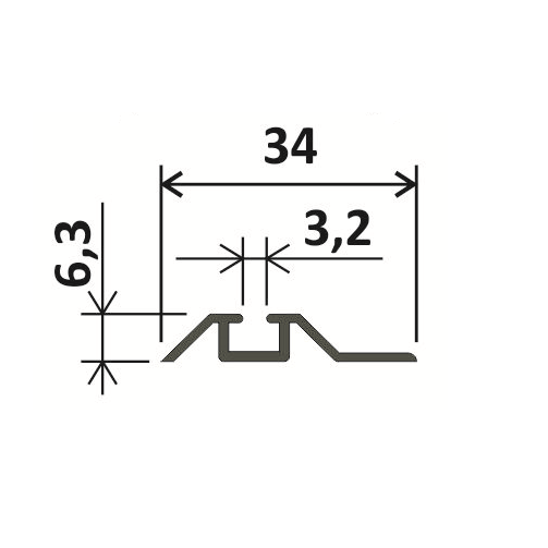 Напрямна одинарна нижня - 5,1м - срібло фактура