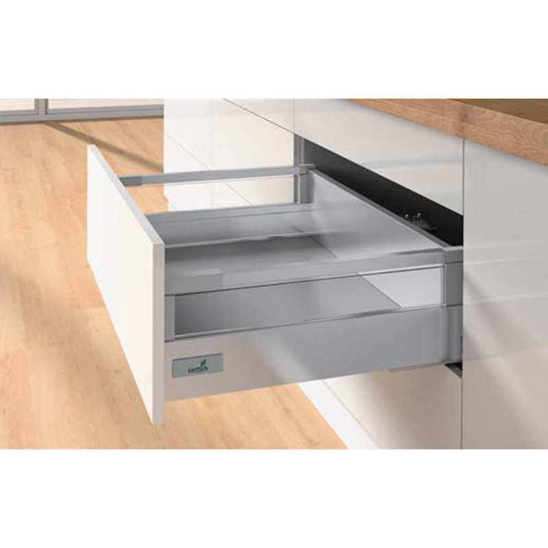 Комплект шухляди Atira H=144мм L=470мм з TopSide скло, часткового висування, з дотягувачем, сріблястий