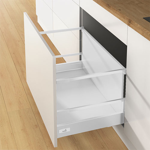 Комплект шухляди Atira H=144мм L=350мм з 2 релінгом, висота більше 200 мм, повного висування, з дотягувачем, білий