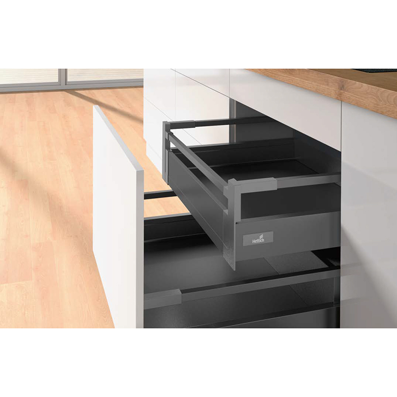Комплект внутрішньої шухляди Atira H=144мм L=470мм, часткового висування, з дотягувачем, антрацит