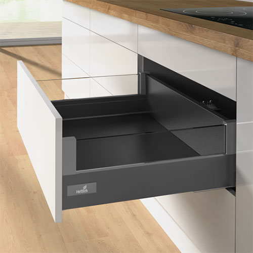 Комплект шухляди Atira H=144мм L=470мм з DesingSide скло, часткового висування, з дотягувачем, антрацит