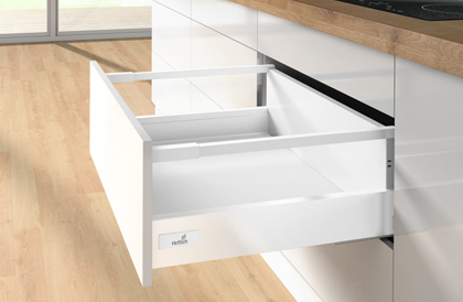 Комплект шухляди Atira H=176мм L=520мм з 1 релінгом, повного висування, Push to open Silent, білий