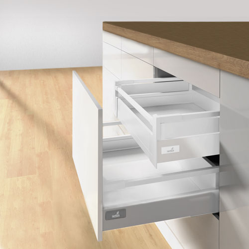 Комплект внутрішньої шухляди Atira H=144мм L=470мм, повного висування, з дотягувачем, білий