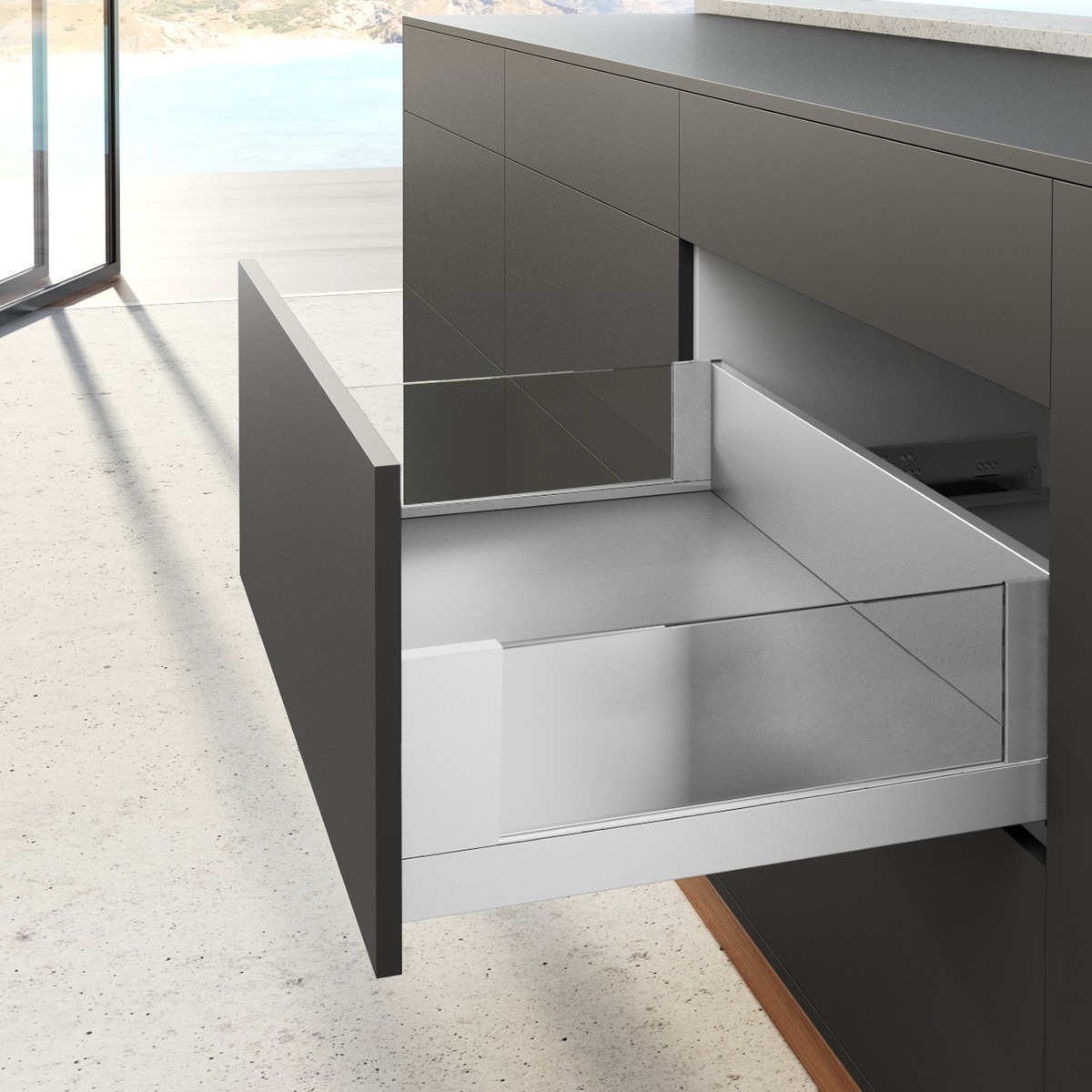 Комплект шухляди AvanTech YOU, Inlay під скло, висота 187 мм, NL 350 мм, Actro YOU Silent System, білий