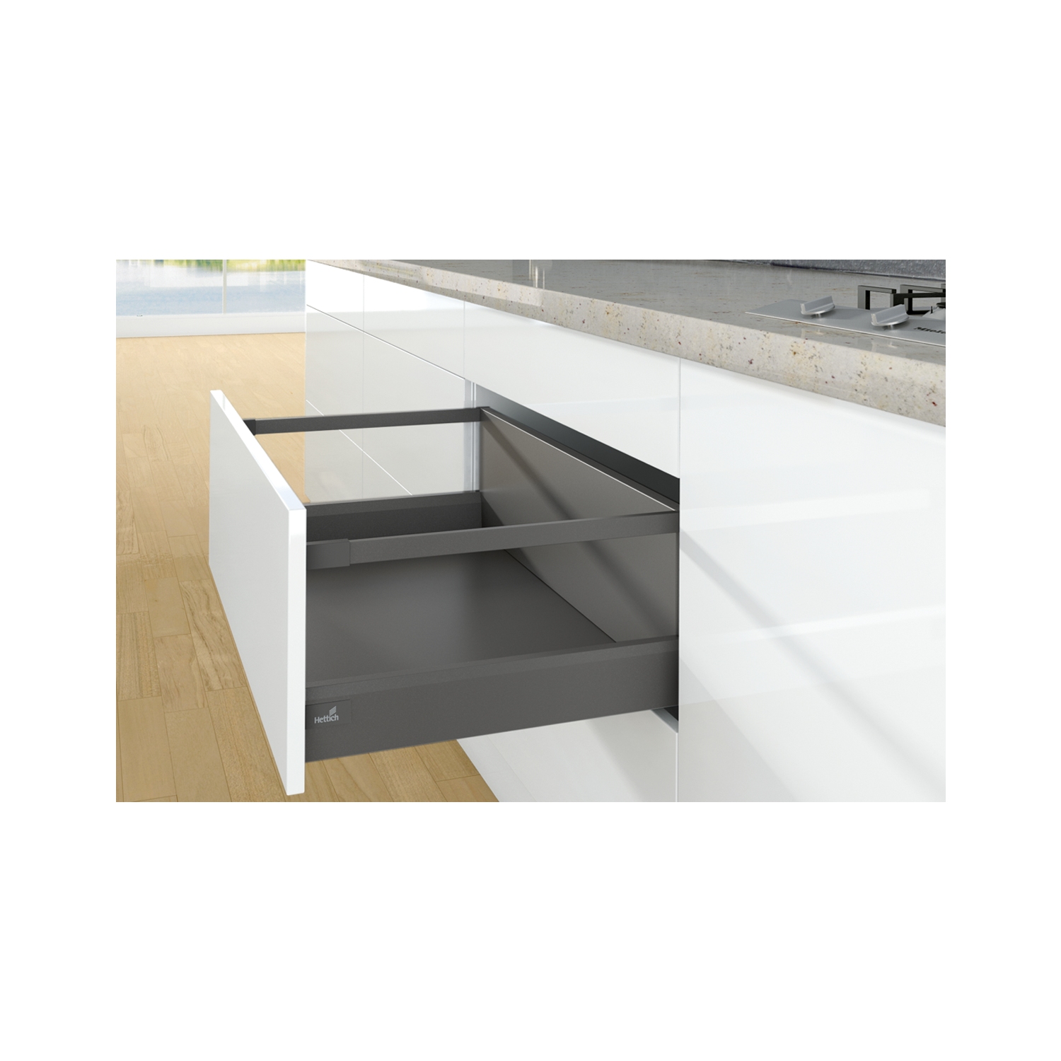 Комплект шухляди ArciTech H=250мм L=450мм, з 1 релінгом, боковина 94 мм, з дотягувачем, антрацит