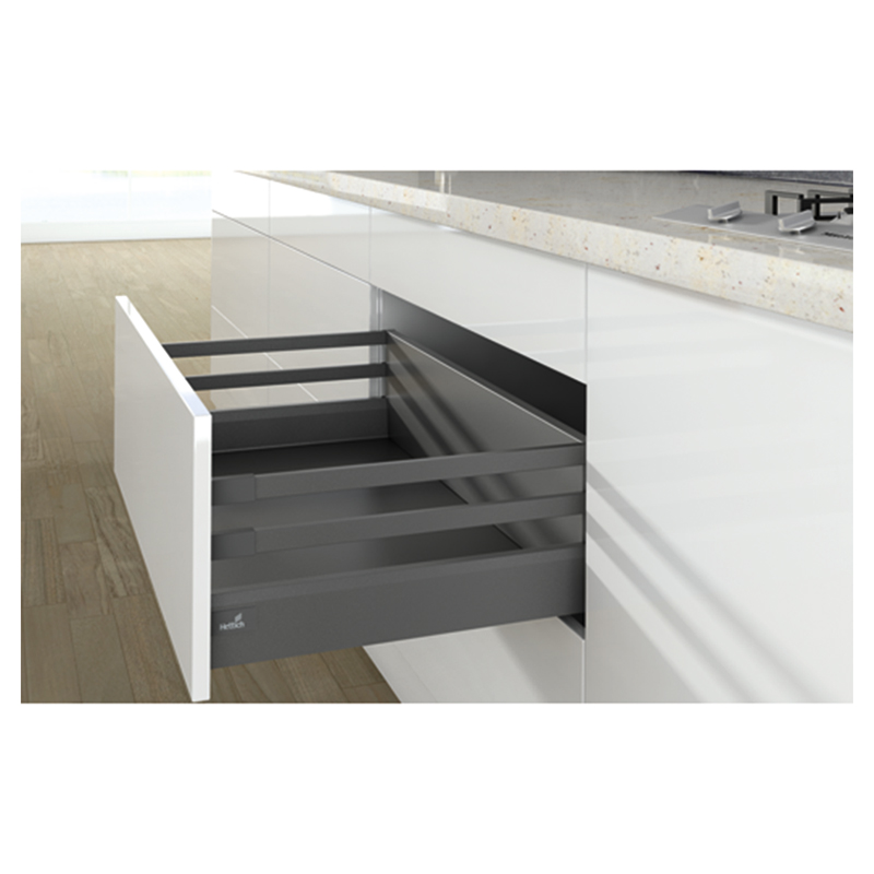 Комплект шухляди ArciTech H=250мм L=450мм, з 2 релінгом, боковина 94 мм, з дотягувачем, антрацит