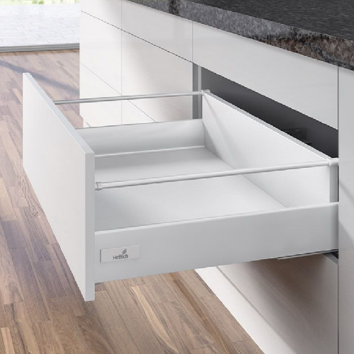 Х Шухляда InnoTech Білий H144 L470 з 1 релінгом, повного висування з дотягувачем, EB=10,5 мм