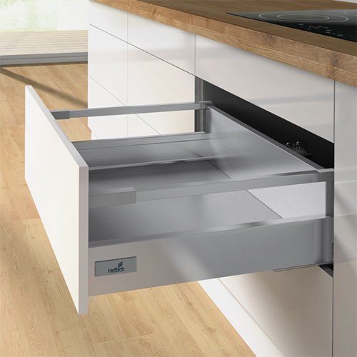 Комплект шухляди Atira H=144мм L=520мм з 1 релінгом, часткового висування, з дотягувачем, сріблястий