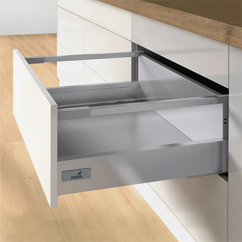 Комплект шухляди Atira H=176мм L=520мм з 1 релінгом, часткового висування, з дотягувачем, сріблястий