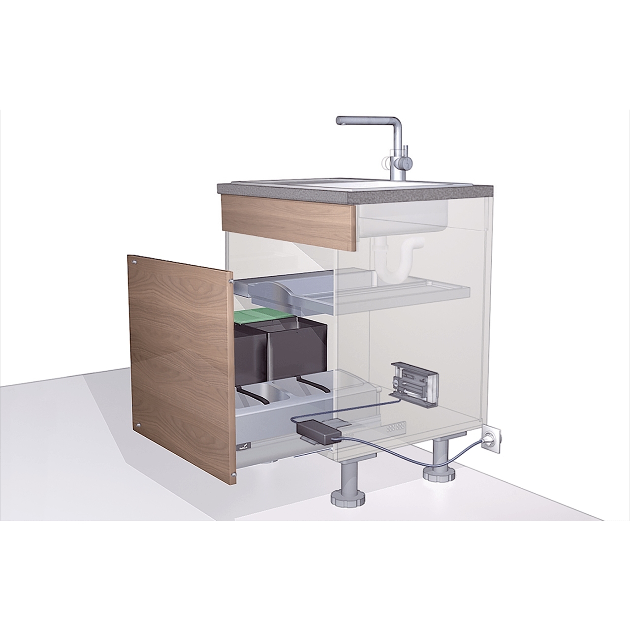 Комплект Easys для 1 ящика з мережним кабелем, Hettich