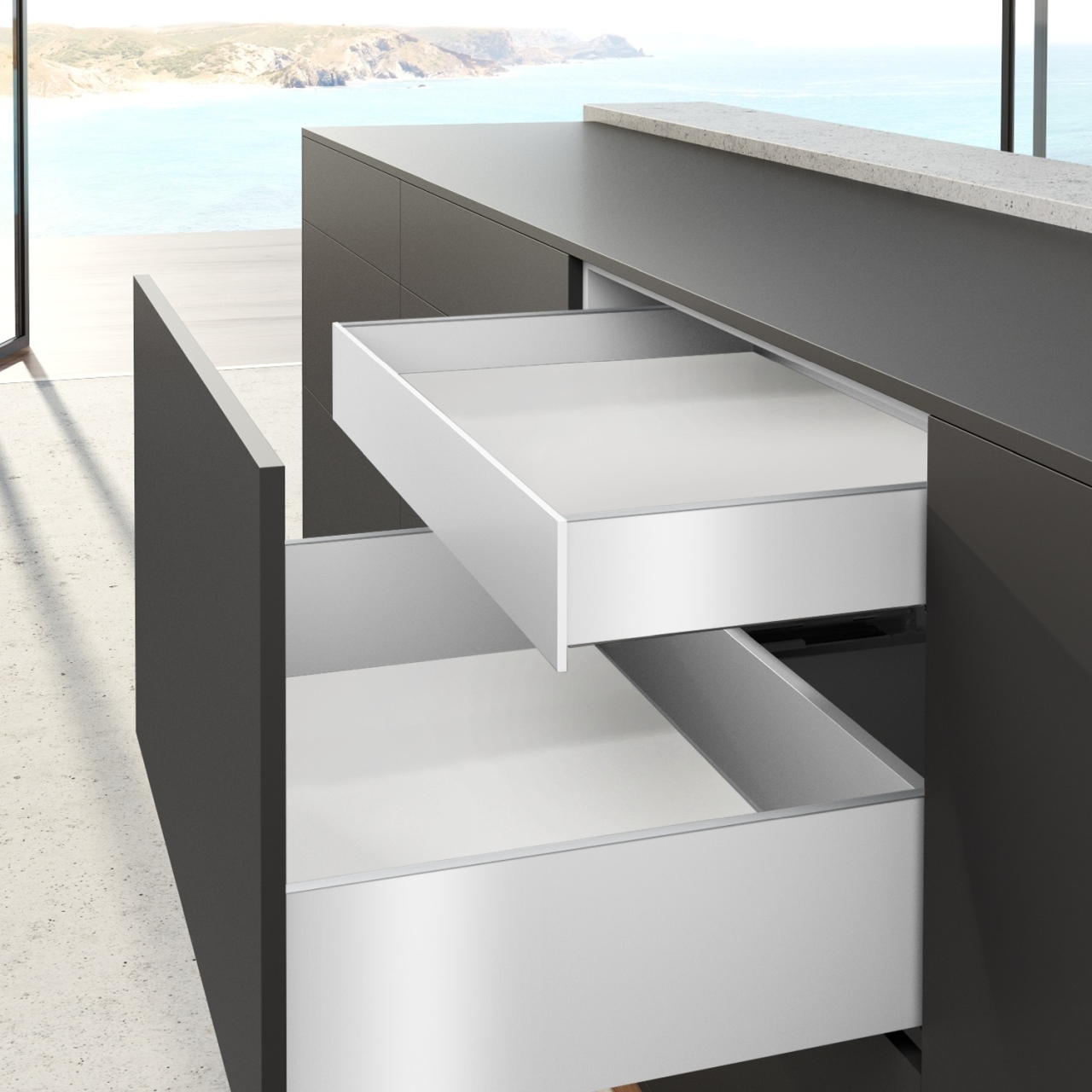 Внутрішня шухляда AvanTech YOU, висота 101 мм, NL 500 мм, Actro YOU, секція 600 мм, білий