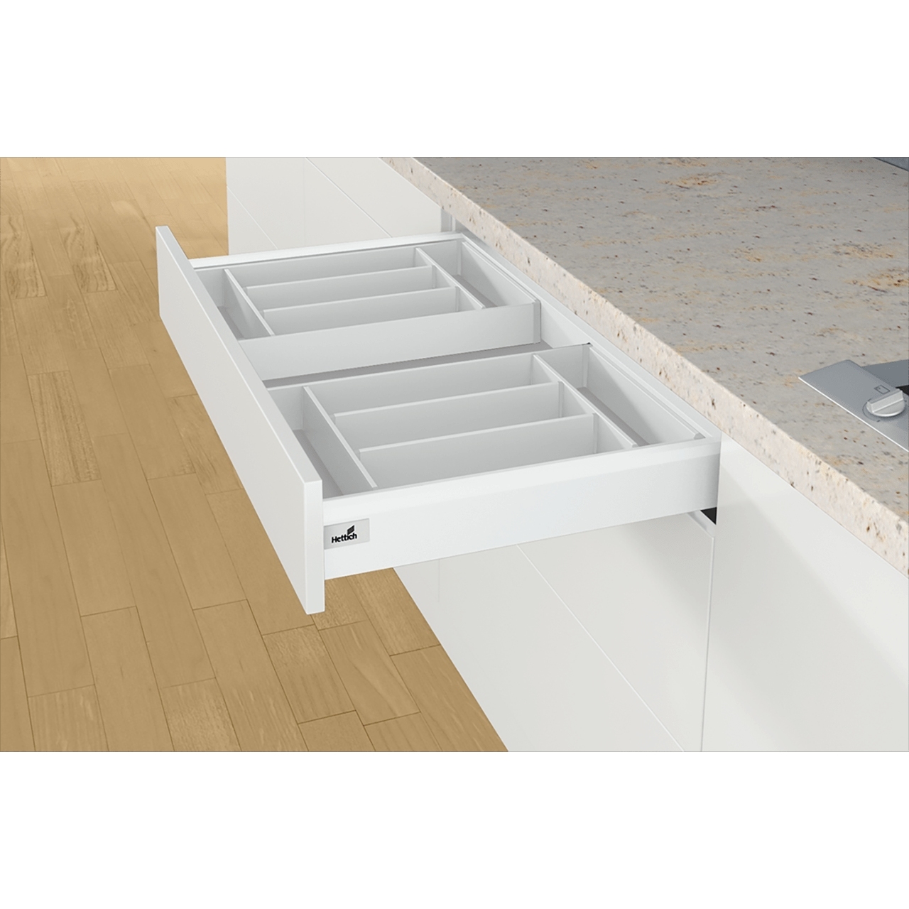 Організація лоток OrgaTray 600 для ArciTech, W=500-1200 L=450, білий, сталь (9132638) Hettich