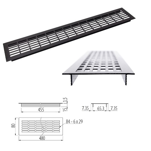 Решітка вентиляц. 80 х 480 чорний