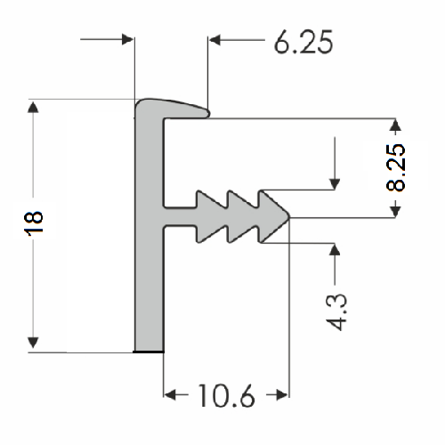 F Врізний проф. д/плити 16мм L=3,5м