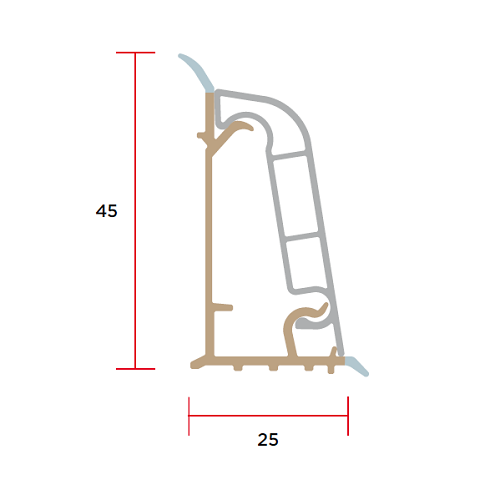 Плінтус пластм. H=45 L=4000, вишня