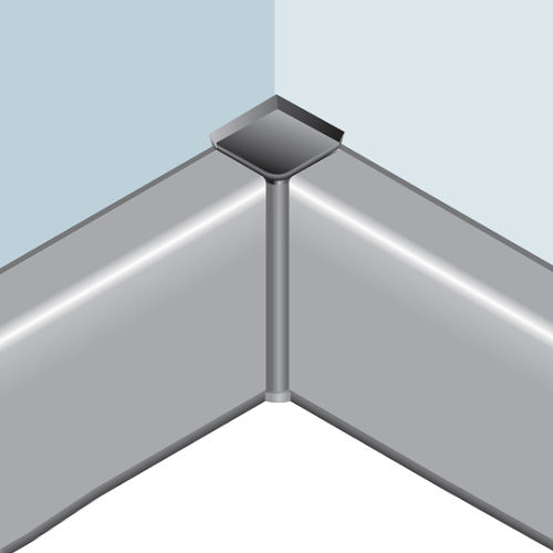 Кут внутрішній 90° до плінтусу Н=80 з заглушкою, сірий