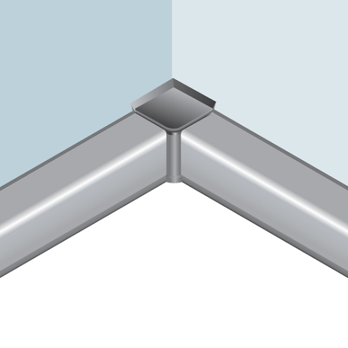 Кут внутрішній 90° до плінтусу Н=15 з заглушкою, сірий
