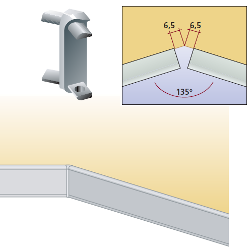 Кут вн. 135° до подв. проф. Н=40 алюм.