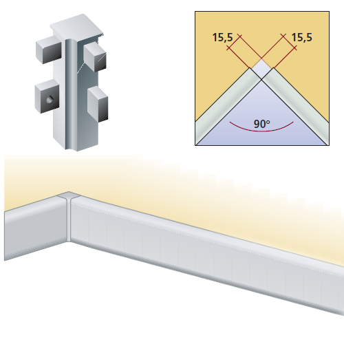 Кут вн. 90° до подв. проф. Н=61.8 алюм.