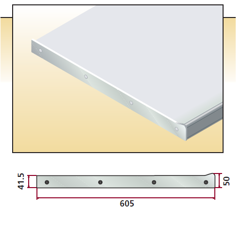Біч.планка Н=41.5-50 L=605 права із закругл.