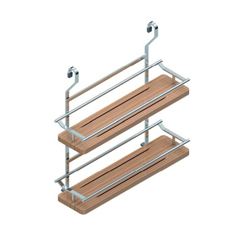 S д/релінга- Полиця д/спецій 2-я, дерево/хром блиск.-розпр.