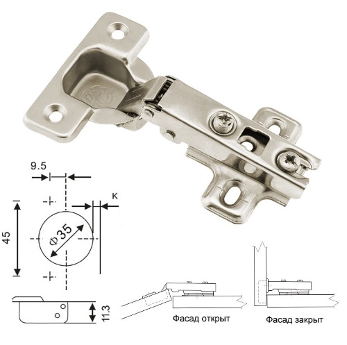 Завіса накладна з монтажною планкою