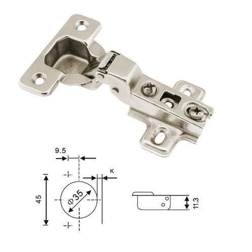 Завіса напівнакладна з монтажною планкою