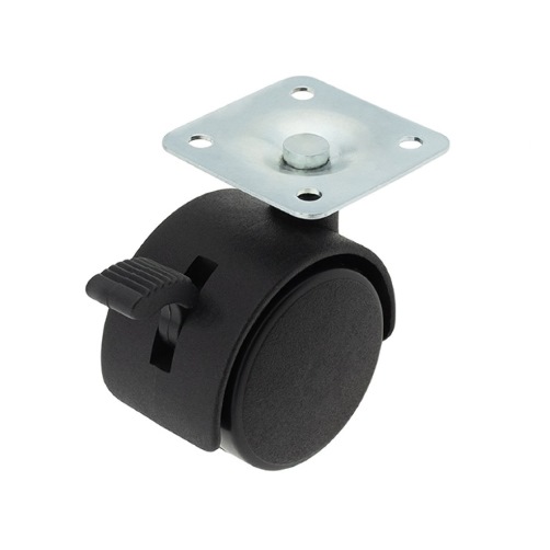 Ролик D=50 пластиковий на майданчику з гальмом