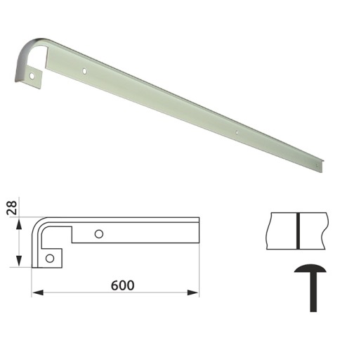 Планка  стик. пряма д/стільниць 28, алюміній
