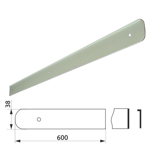 Планка бічна д/стільниць 38 права, R-6, алюмій