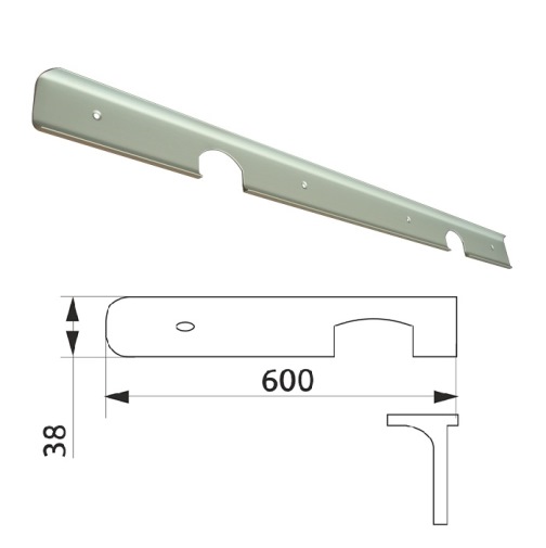 Планка  стик. кутова д/стільниць 38,R-6, алюміній