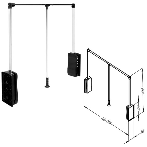 Пантограф 830-1150 хром/чорний (з доведенням)