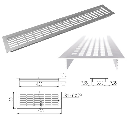 Решітка вентиляц. 80 х 480