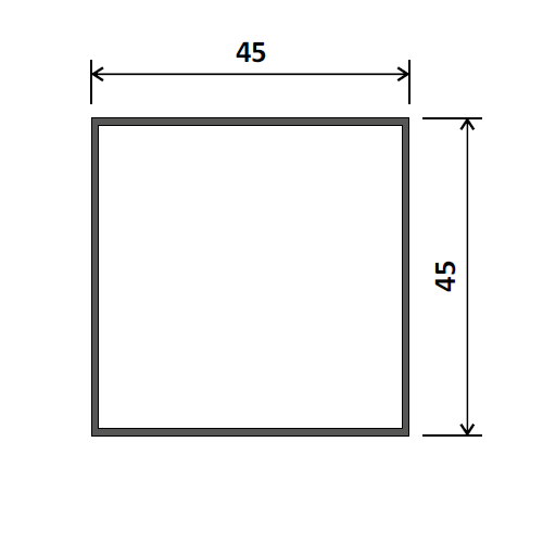 Е Труба квадрат.45х45х1,5мм L=5м, (алюміній)