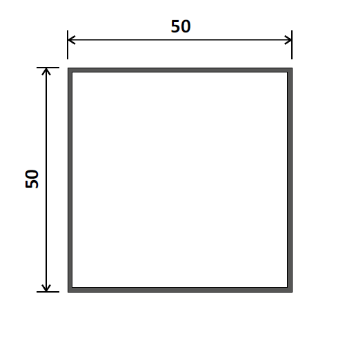 Е Труба квадрат.50х50х2мм L=5м, (алюміній)