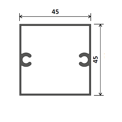 Е Труба квадрат.45х45х1,5мм L=5м, (алюміній) з приливом