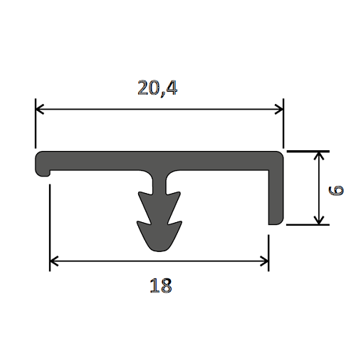 Врізний профіль 18мм L=5м з обхватом 6 мм, алюміній, Elite