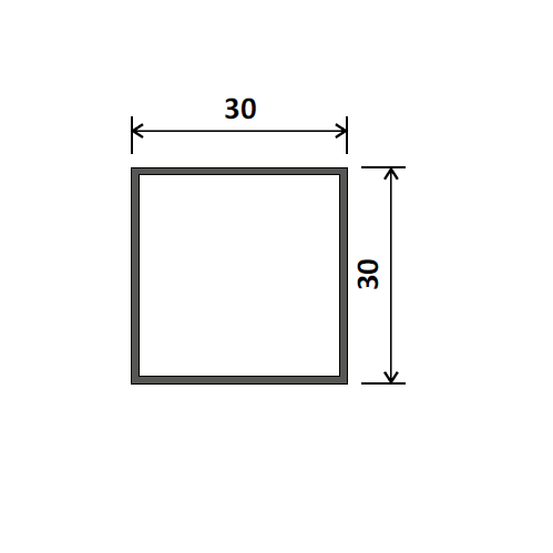 Е Труба квадрат.30х30х2мм L=5м, (алюміній)