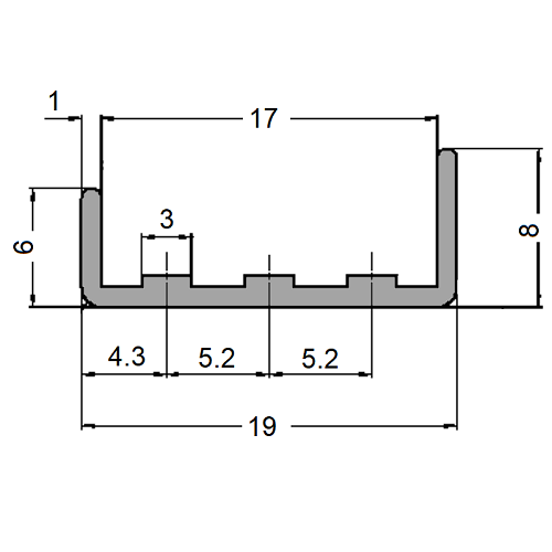 Е Планка С-17 (алюміній) L=5м борт 6/8
