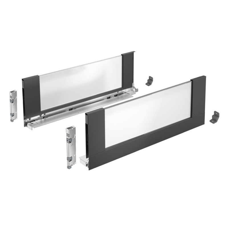 Комплект шухляди AvanTech YOU Illumination, висота 187 мм Inlay, NL 400 мм, без скла, з LED освітленням, Quadro YOU, антрацит