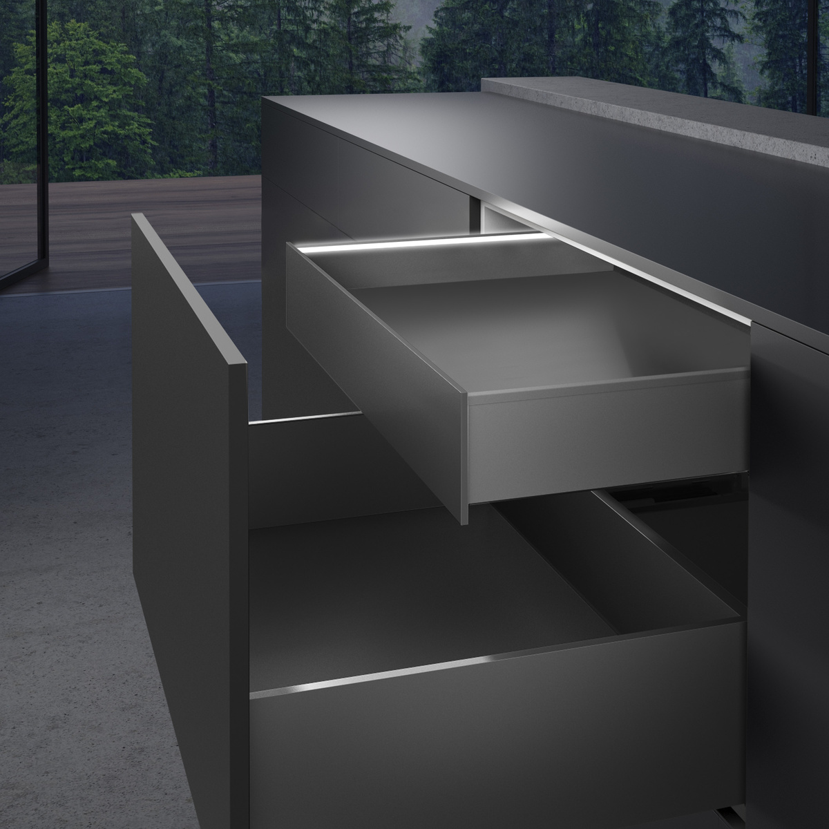 Внутрішня шухляда AvanTech YOU Illumination, висота 101 мм, NL 500 мм, Quadro YOU, без панели, з LED освітленням, антрацит