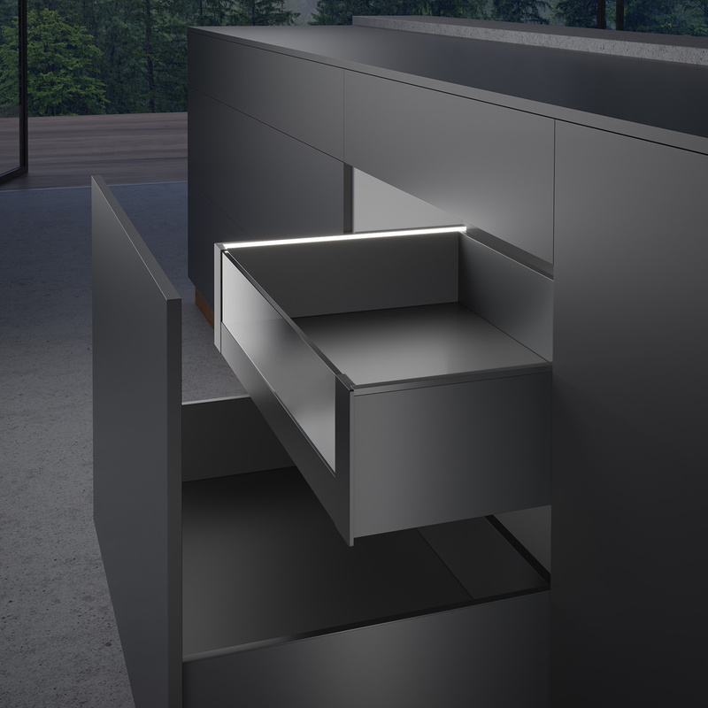 Внутрішня шухляда AvanTech YOU Illumination, висота 187 мм, NL 500 мм, Quadro YOU, без скла, з LED освітленням, антрацит