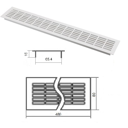 Решітка вентиляц. 80 х 480 біла
